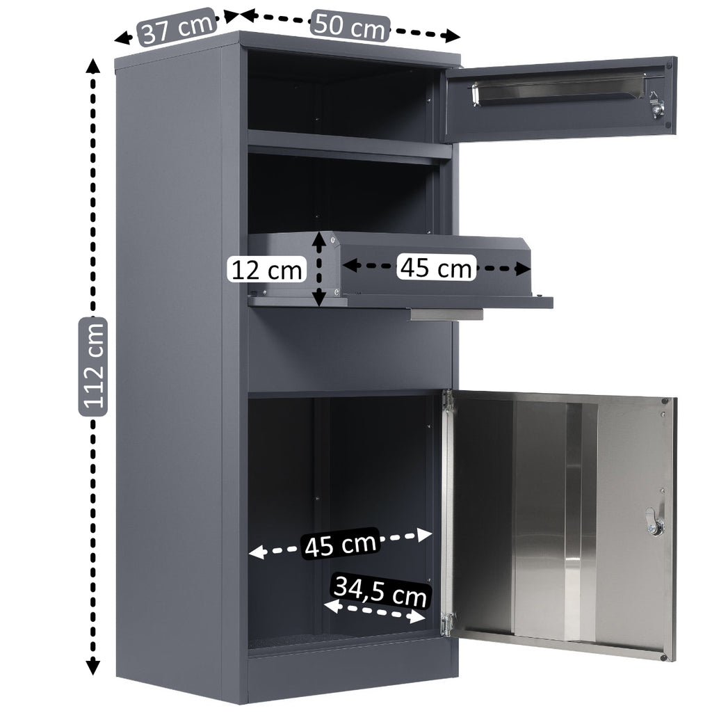 Boîte aux lettres pour colis, acier thermolaqué, anthracite RAL7016