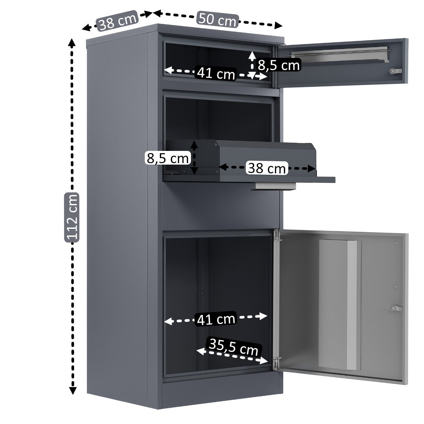 Boîte aux lettres pour colis, acier thermolaqué, anthracite RAL7016