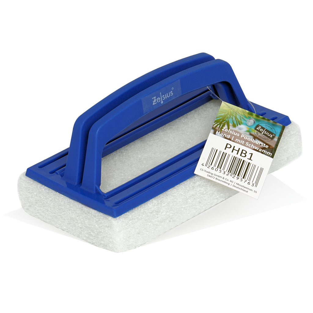 Pool sponge, 14.5 x 9 x 6.5 cm, including handle