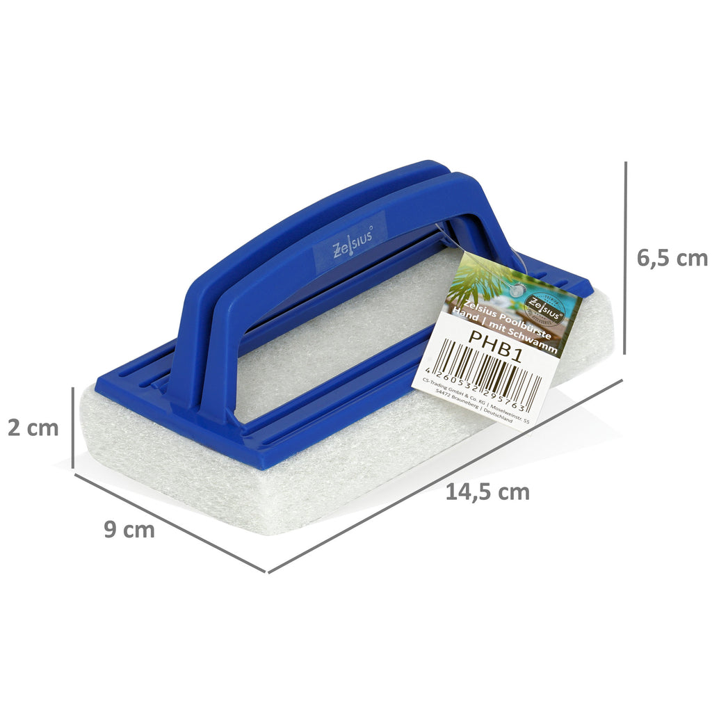 Pool sponge, 14.5 x 9 x 6.5 cm, including handle