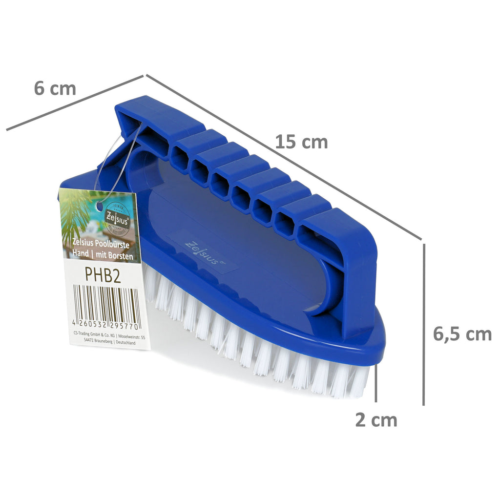 Pool floor brush, 15 x 6 x 6.5 cm, including handle