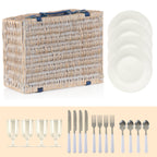Panier de pique-nique, comprenant un service de table de 21 pièces, pour 4 personnes