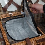 Panier de pique-nique, comprenant un compartiment isotherme et un service de table de 29 pièces, pour 4 personnes