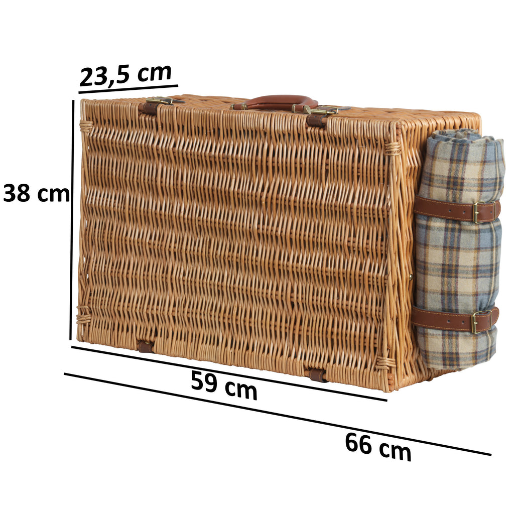 Panier de pique-nique, comprenant un compartiment isotherme et un service de table de 29 pièces, pour 4 personnes