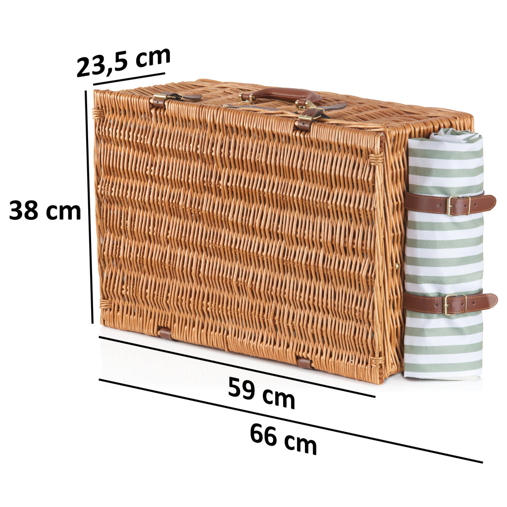 Panier de pique-nique, comprenant un compartiment isotherme et un service de table de 29 pièces, pour 4 personnes