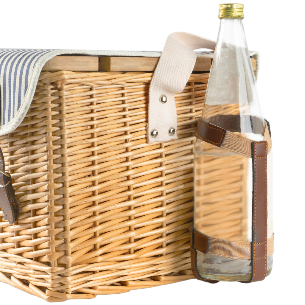 Picnic basket, including serving table and 25-piece dinnerware set, for 4 people