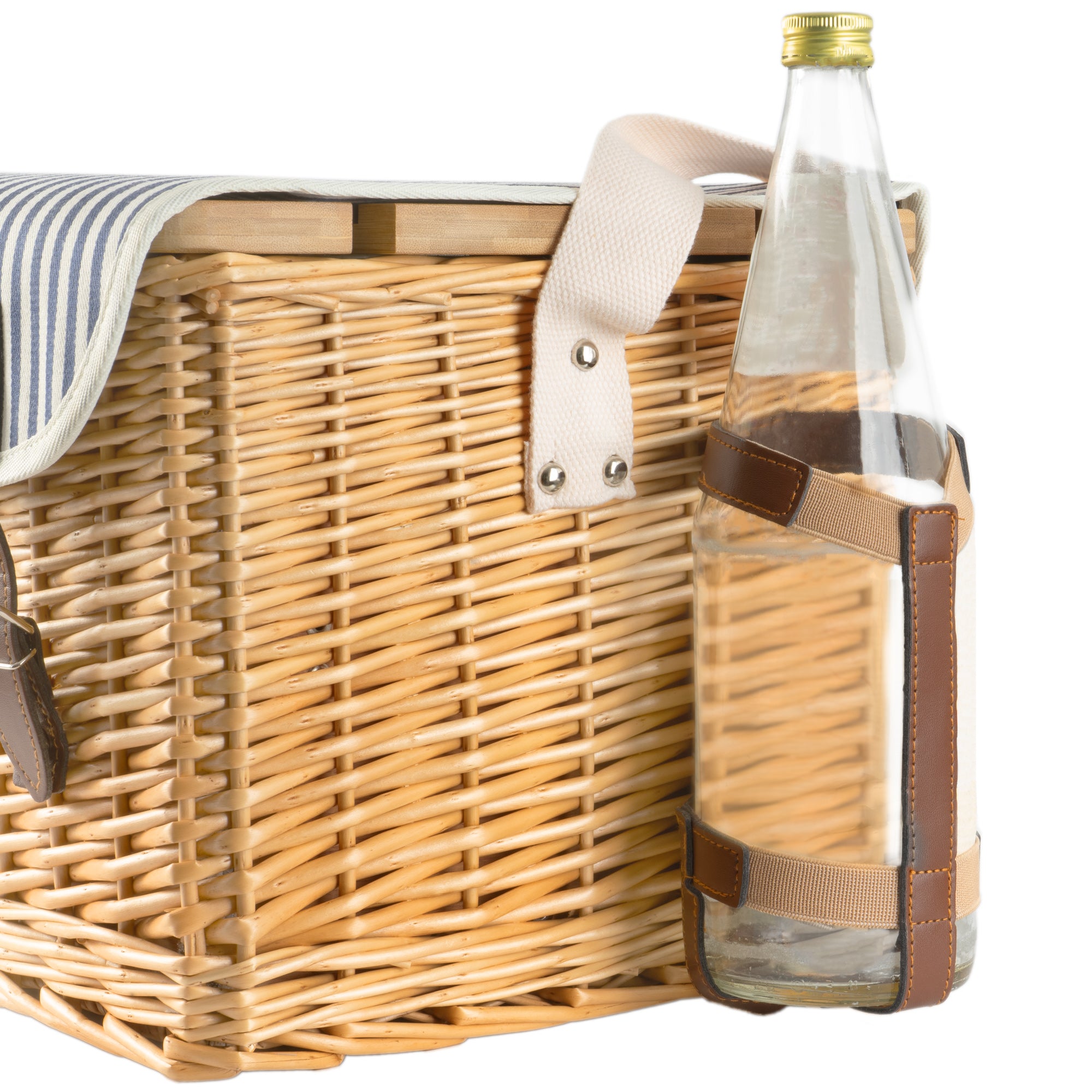 Picnic basket, including serving table and 25-piece dinnerware set, for 4 people