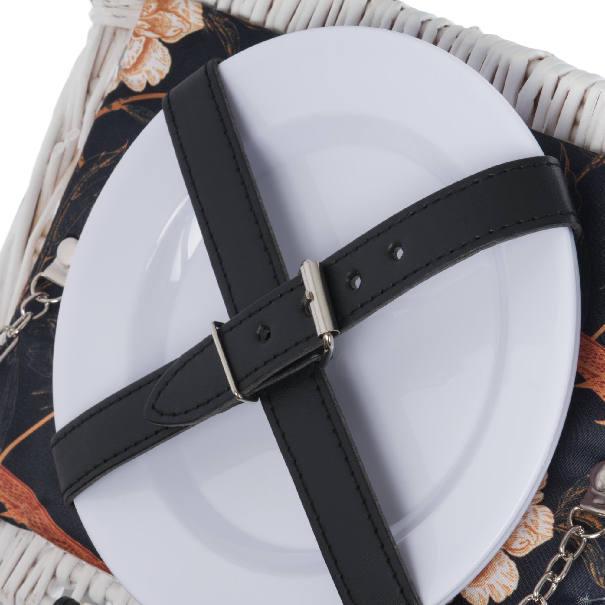 Picnic basket, including cooler compartment and 12-piece tableware set, for 2 people