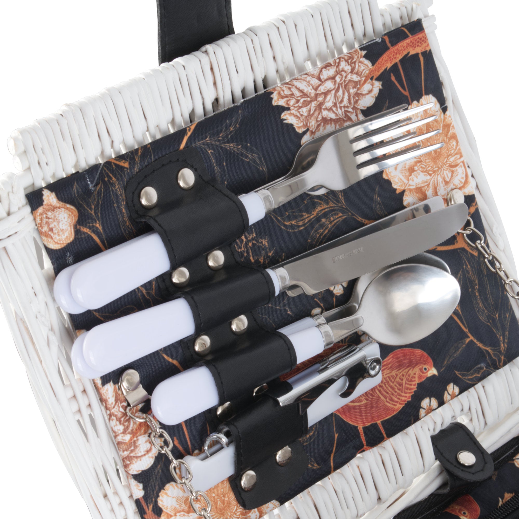 Panier de pique-nique, comprenant un compartiment isotherme et un service de table de 12 pièces, pour 2 personnes