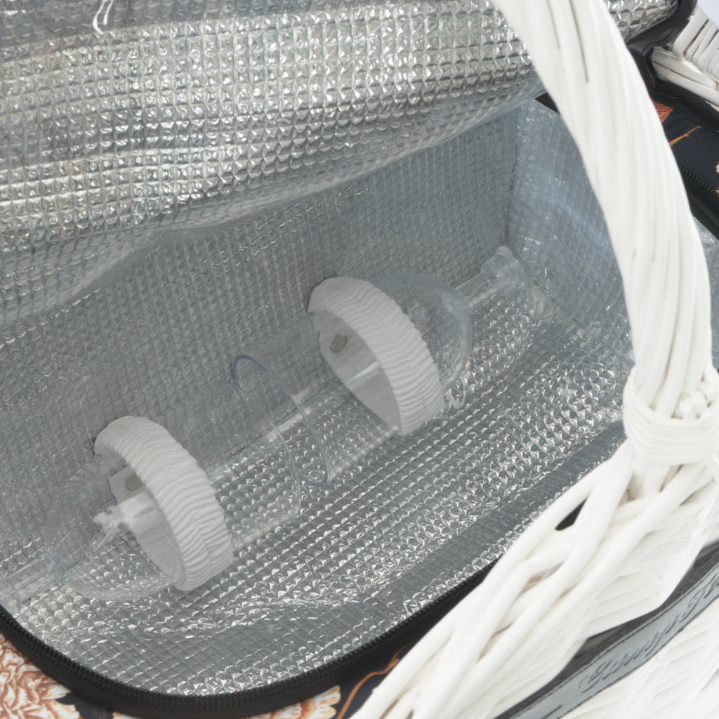 Panier de pique-nique, comprenant un compartiment isotherme et un service de table de 12 pièces, pour 2 personnes