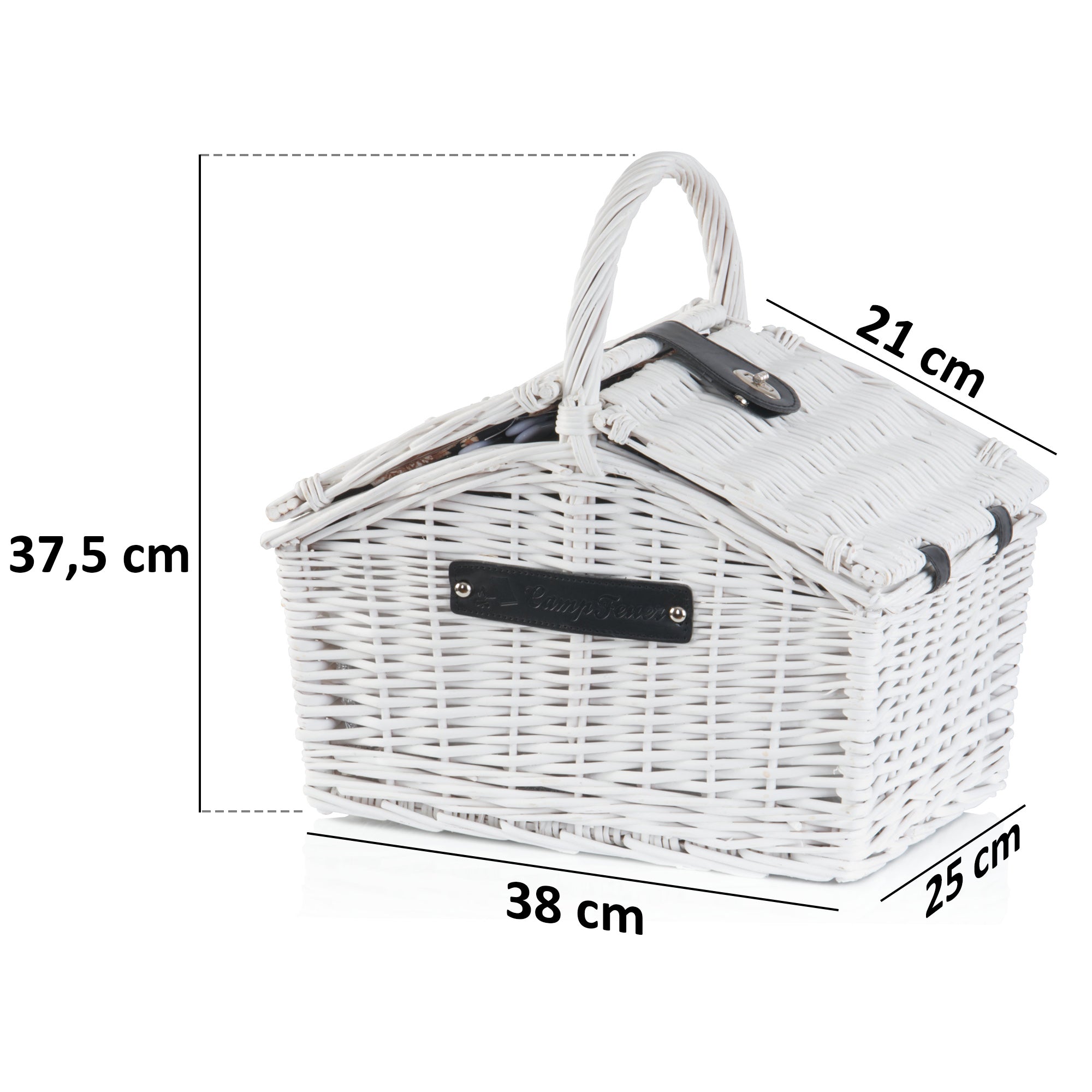 Picnic basket, including cooler compartment and 12-piece tableware set, for 2 people
