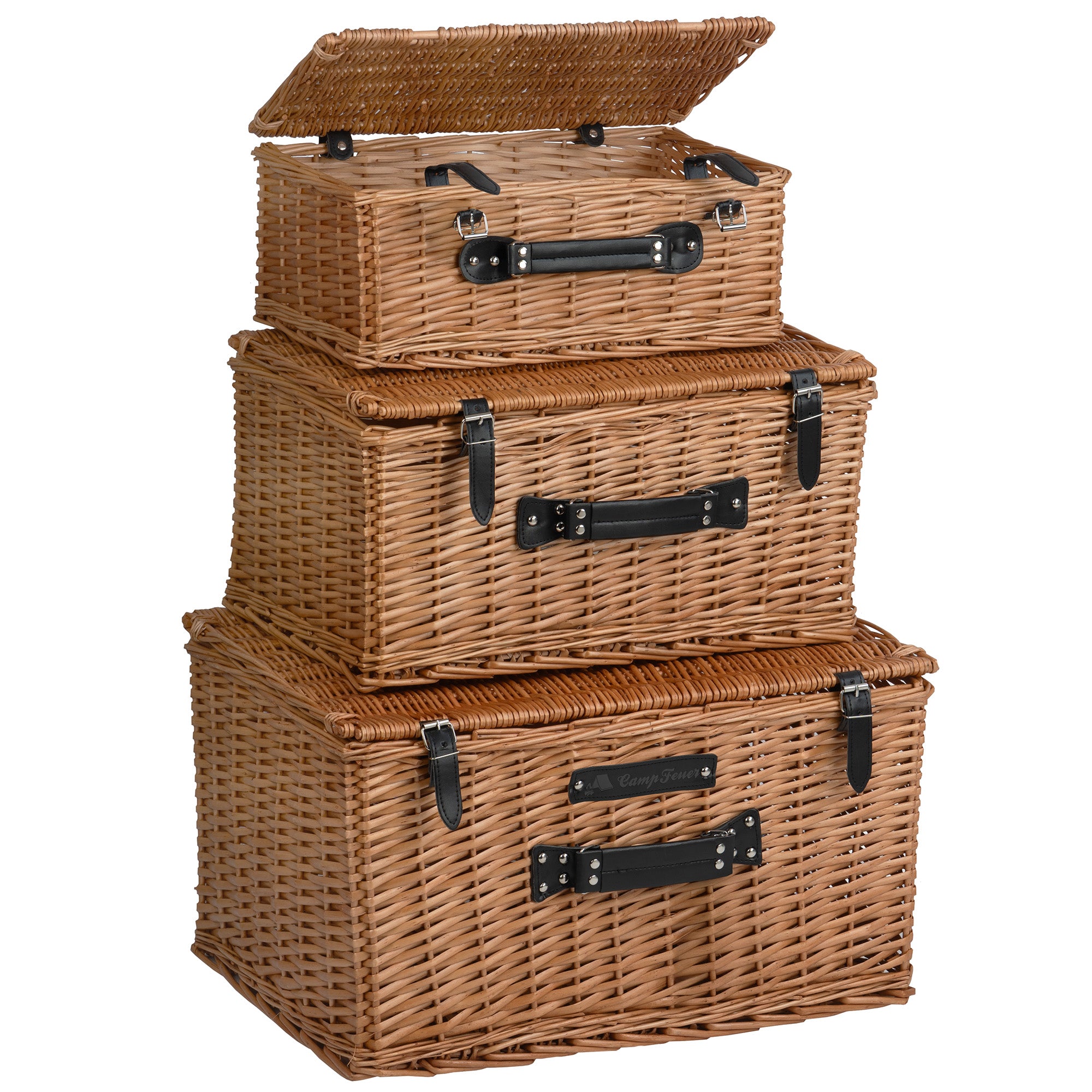 Picnic basket, set of 3, wicker basket