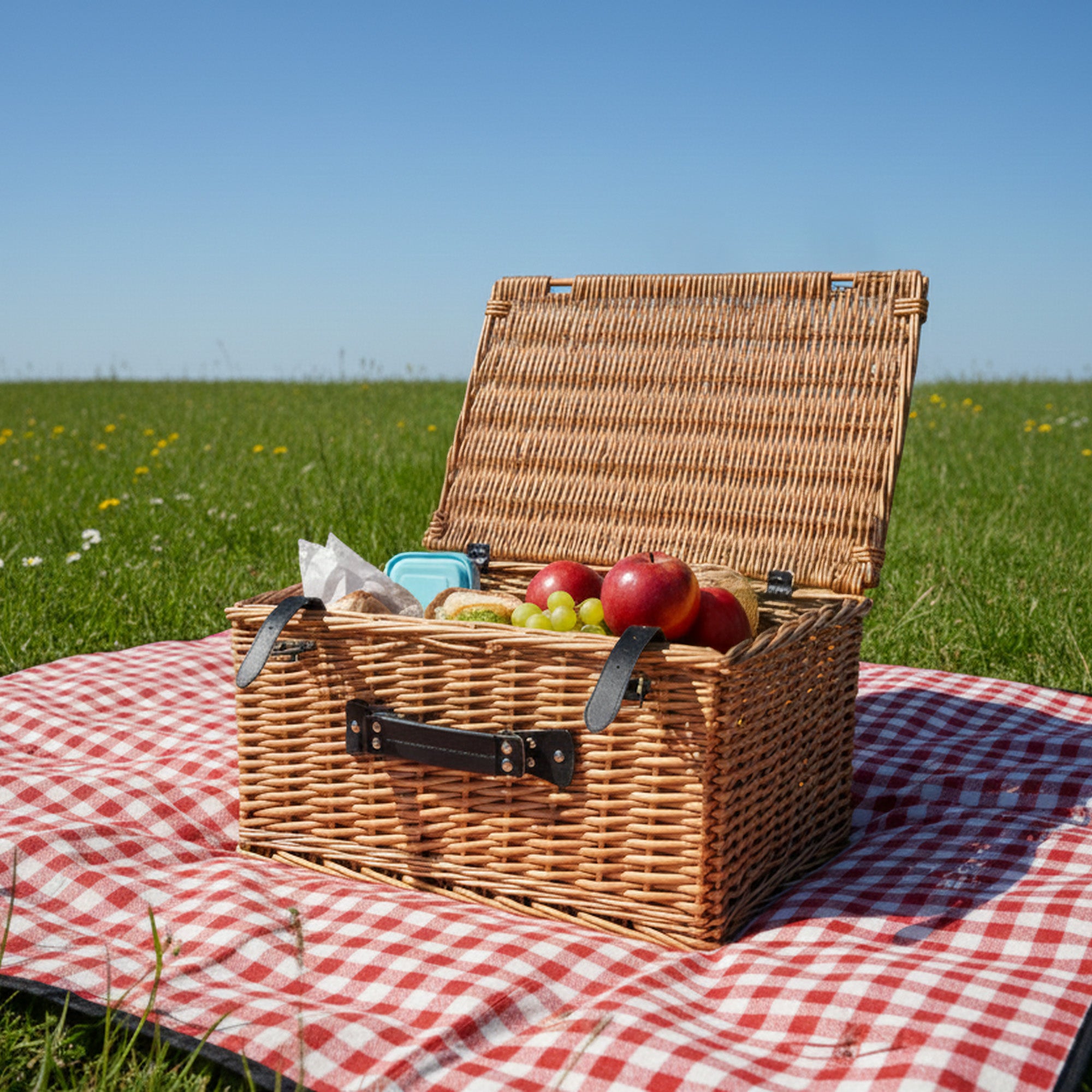 Picnic basket, set of 3, wicker basket