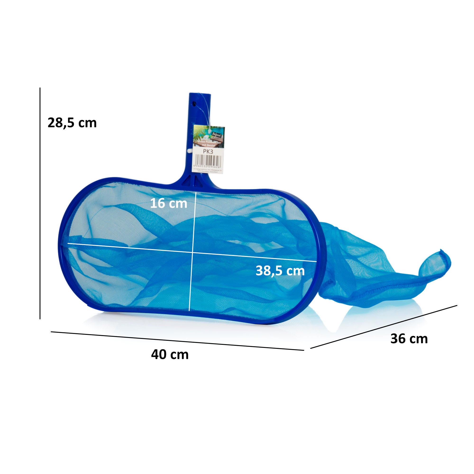 Épuisette de piscine, maille fine, avec insert en filet
