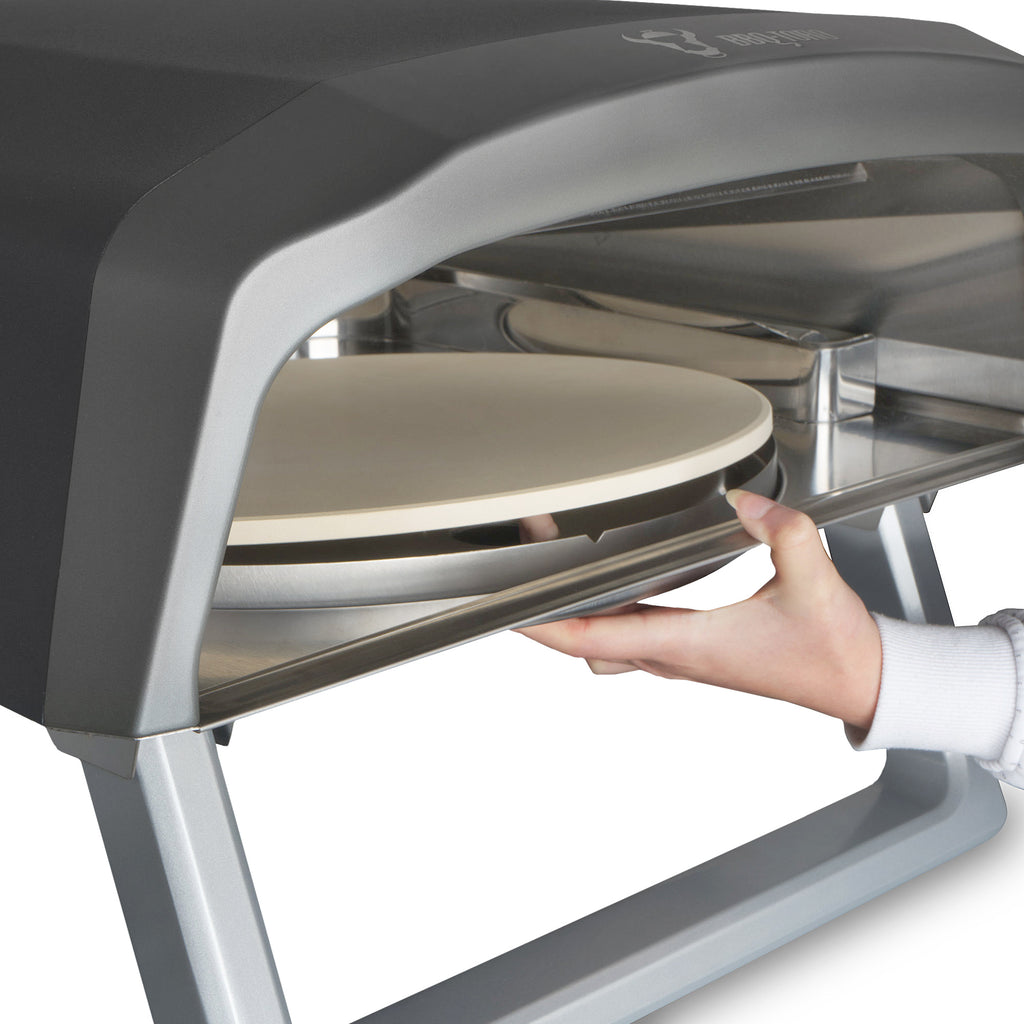 Four à pizza à gaz, avec plateau tournant.