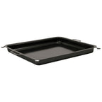 Plaque de cuisson professionnelle en acier inoxydable, 3 brûleurs, 64 x 52 x 27 cm, avec poêle émaillée.