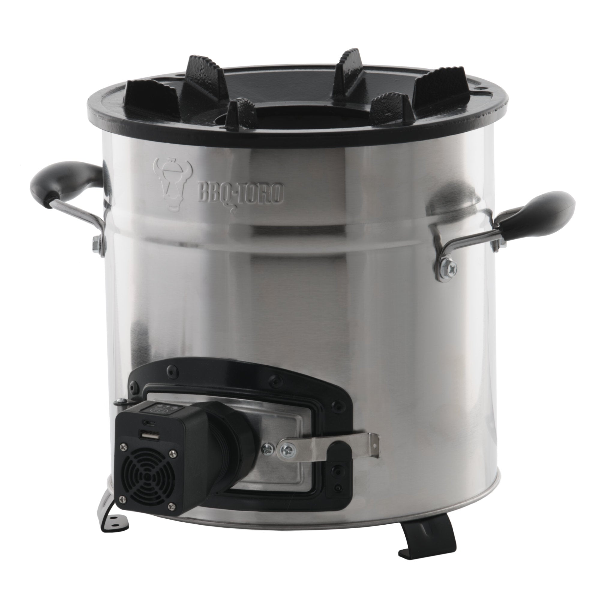 Réchaud à fusée « RAKETE #3 », en acier inoxydable, avec câble USB et prise.