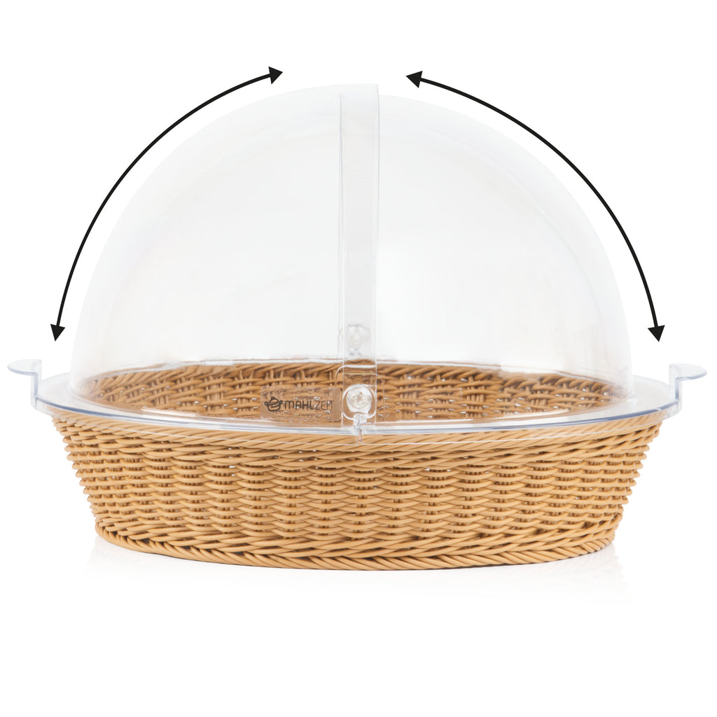Rattan Brotkorb, 42 x 39 x 29 cm, inkl. Rolltop-Deckel