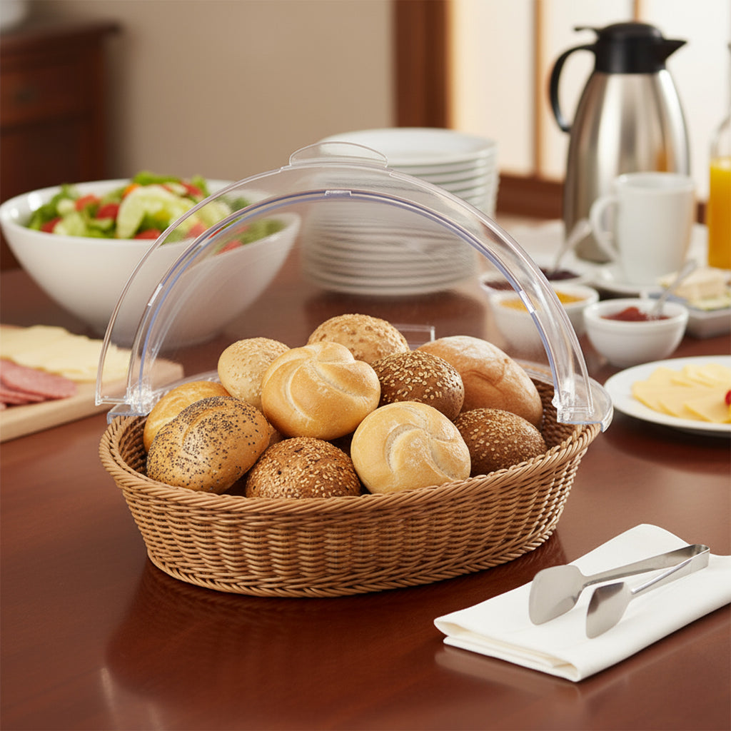 Rattan Brotkorb, 42 x 39 x 29 cm, inkl. Rolltop-Deckel