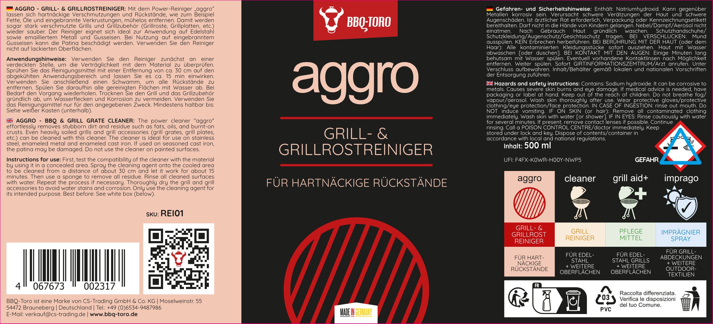 Power cleaner "aggro", 500ml, grill cleaner for stubborn residues