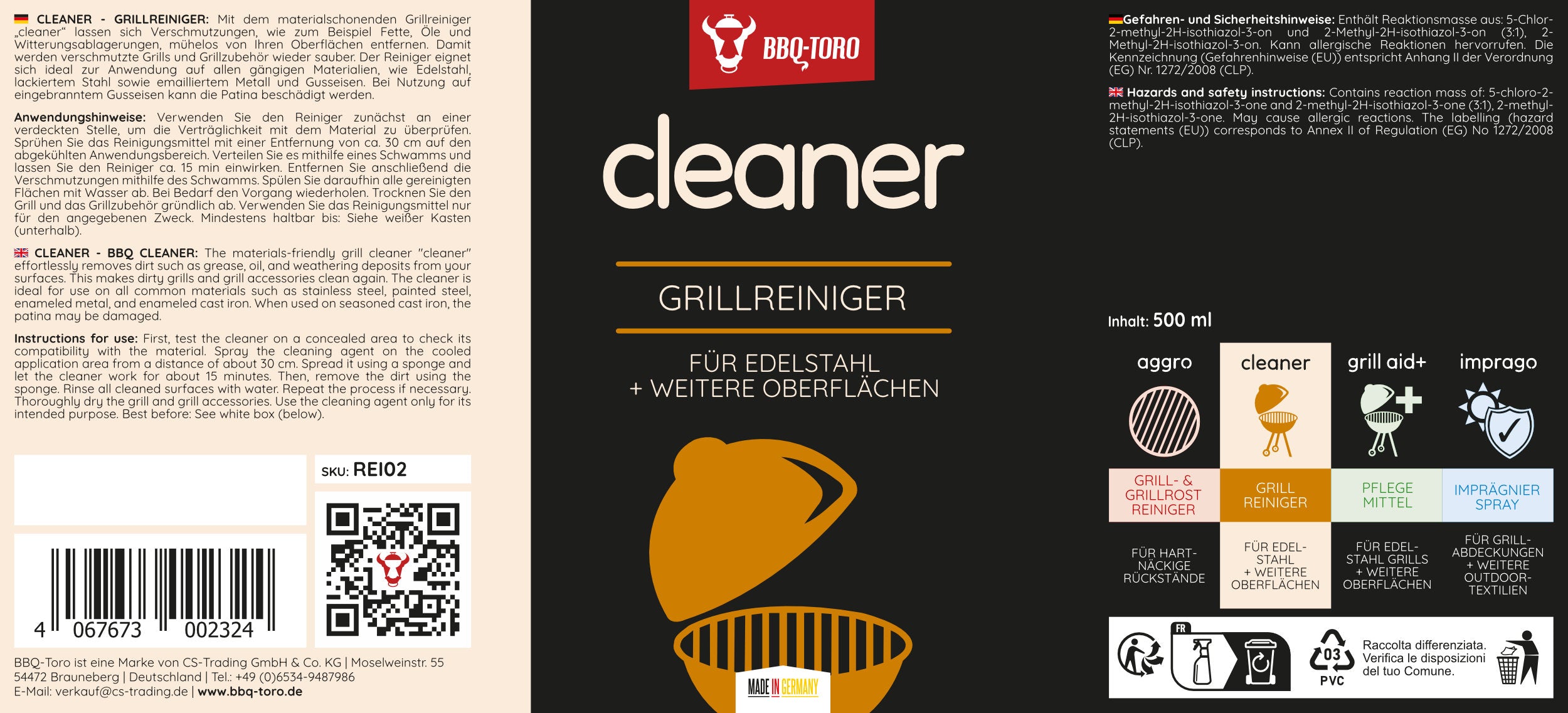 All-rounder care set, 6-piece, including sprays, grill brush and scraper