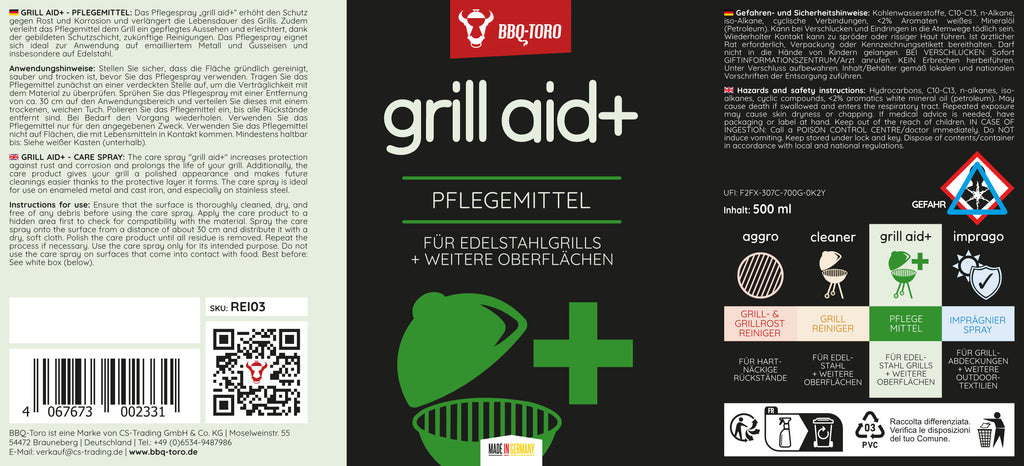 Spray d'entretien « Grill Aid+ », 500 ml, produit d'entretien pour grils et surfaces