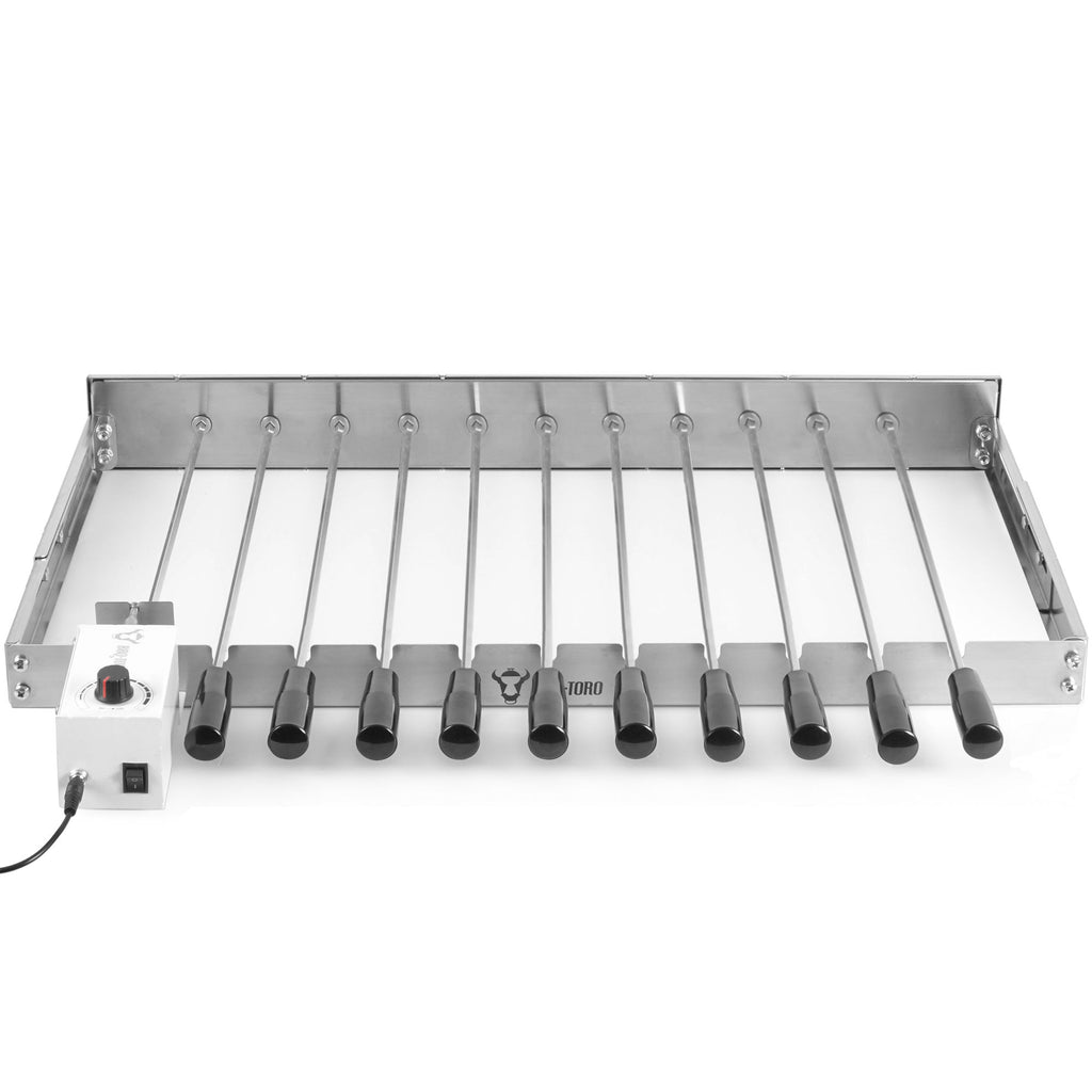 Accessoire pour barbecue pour 11 brochettes, acier inoxydable, 70 x 26-40 cm