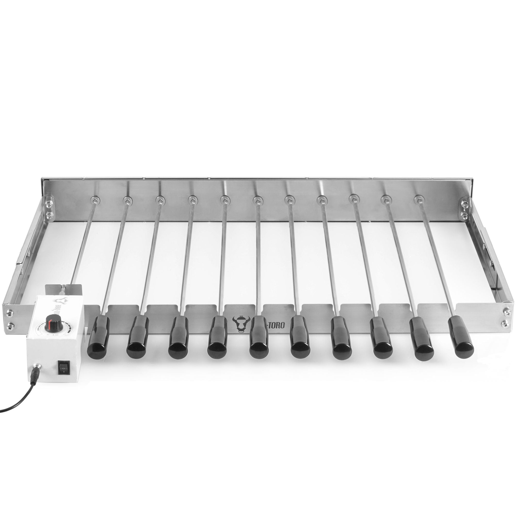 Accessoire pour barbecue pour 11 brochettes, acier inoxydable, 70 x 26-40 cm