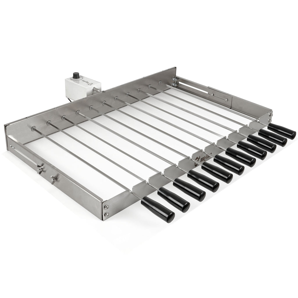 Support de gril, 11 brochettes, 70 x 26-40 cm, acier inoxydable, moteur à gauche inclus