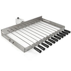 Support de gril, 11 brochettes, 70 x 26-40 cm, acier inoxydable, moteur à gauche inclus