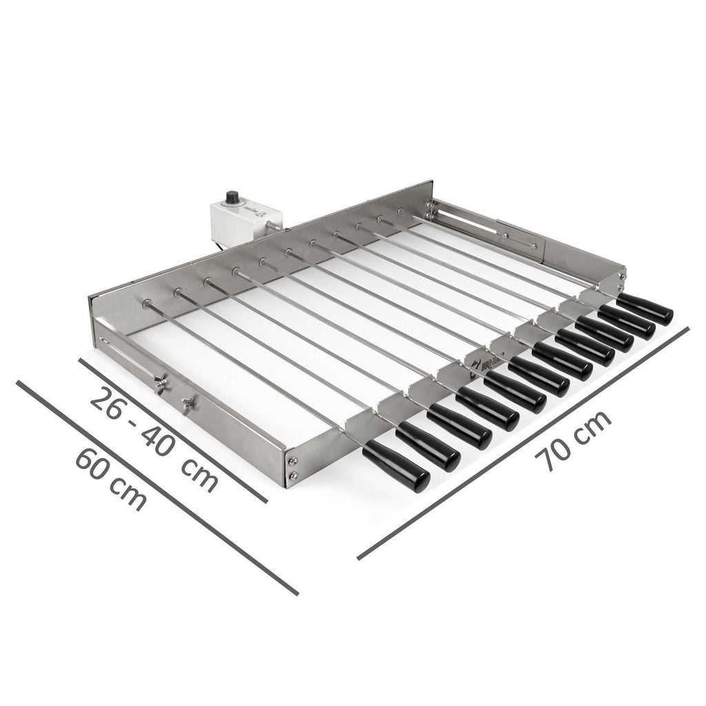 Accessoire pour barbecue pour 11 brochettes, acier inoxydable, 70 x 26-40 cm