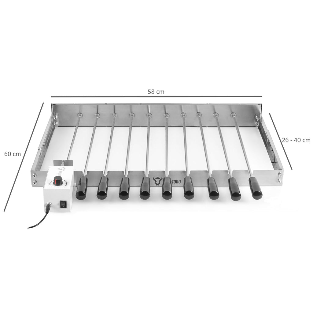 Grillaufsatz, 10 Spieße, 58 x 26-40 cm, Edelstahl, inkl. Motor links