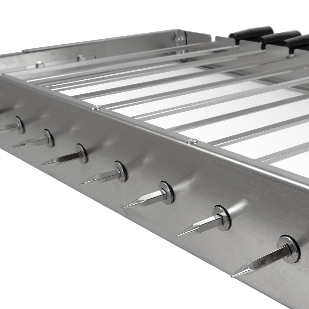 Accessoire pour grillades, 9 brochettes, 56 x 26-40 cm, acier inoxydable, moteur inclus à gauche