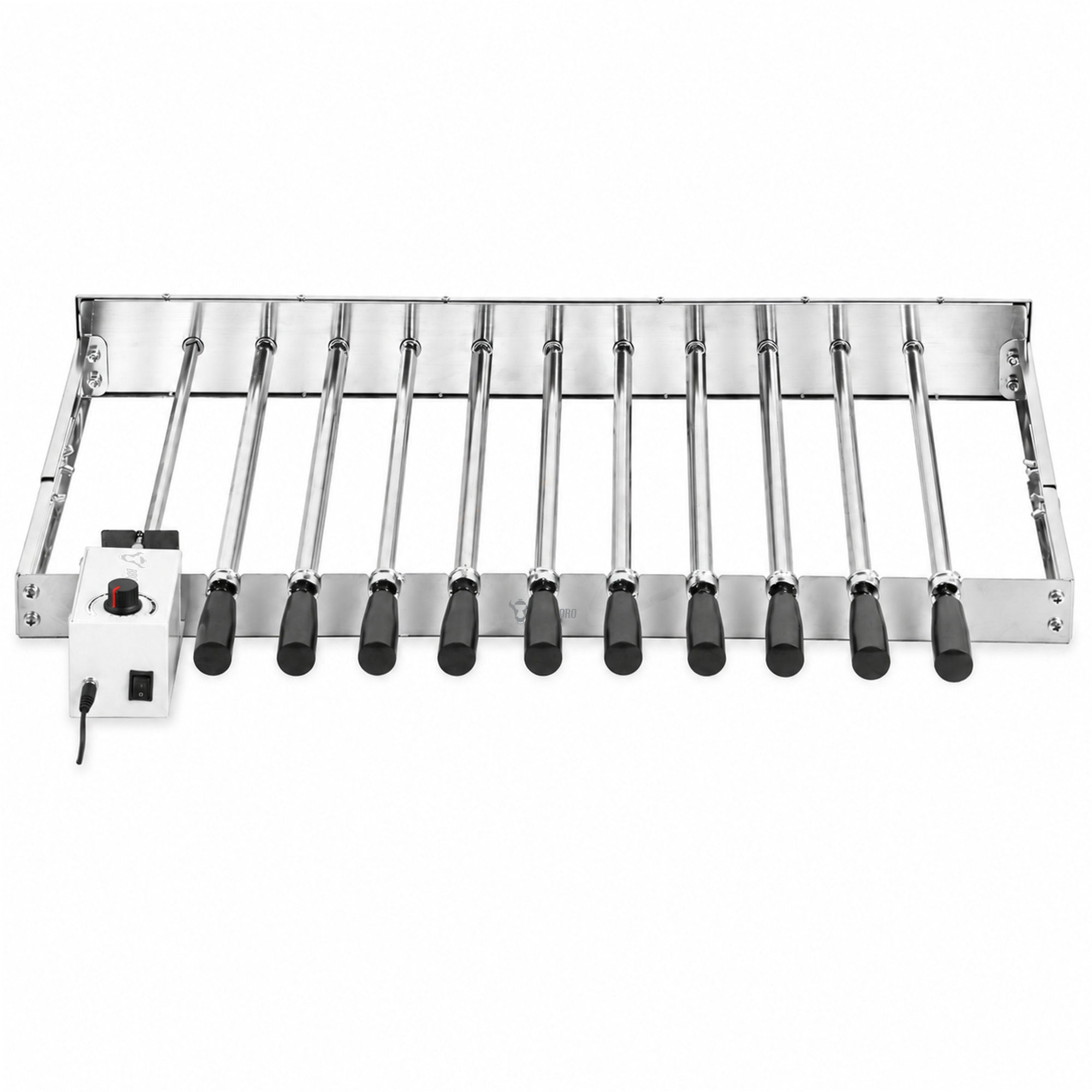Grillaufsatz, 10 Spieße, 70 x 27-40 cm, Edelstahl, inkl. Motor links