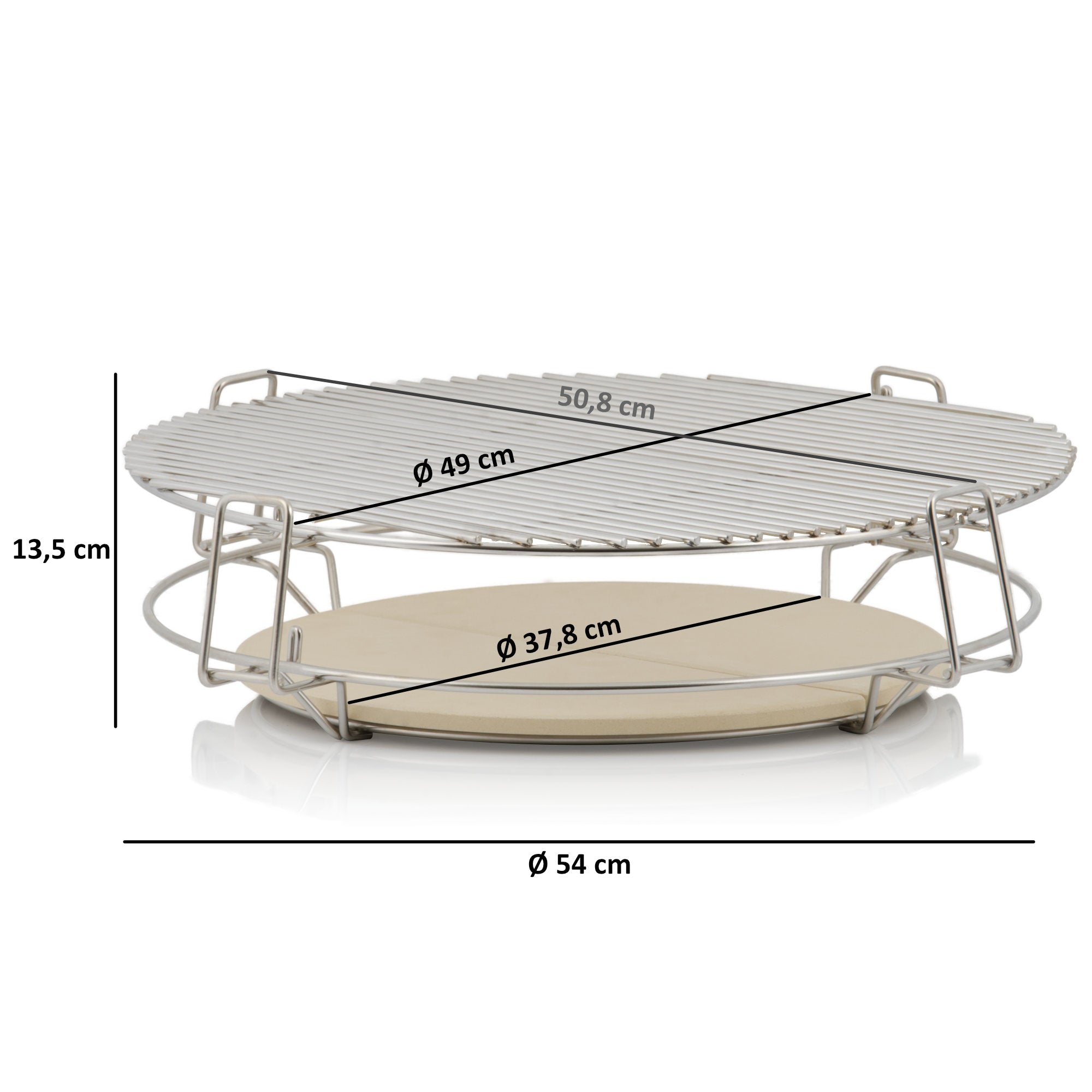 Smoker system for Ø 57 cm kettle grill, Ø 54 cm, 3 levels, stainless steel