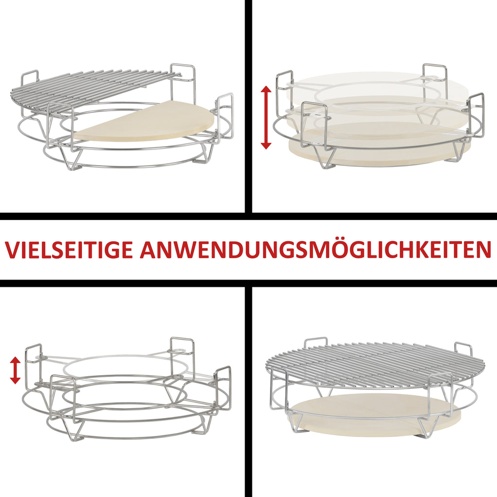 Smoker system for Kamado, 3 levels, stainless steel