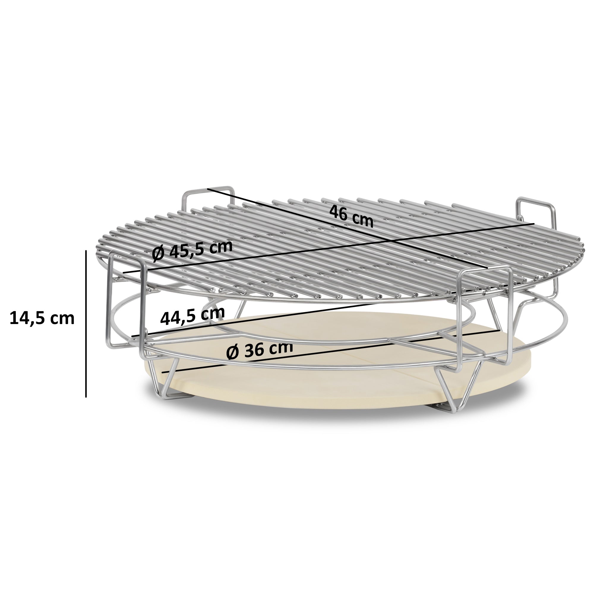 Smoker system for Kamado, 3 levels, stainless steel
