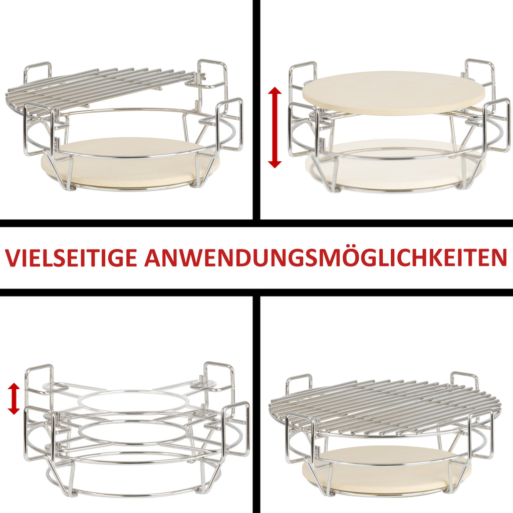 Smoker system for Kamado, 3 levels, stainless steel