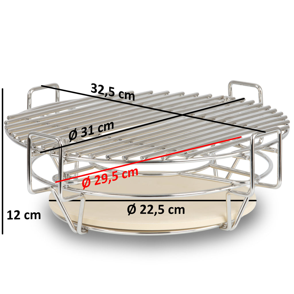 Smoker system for Kamado, 3 levels, stainless steel