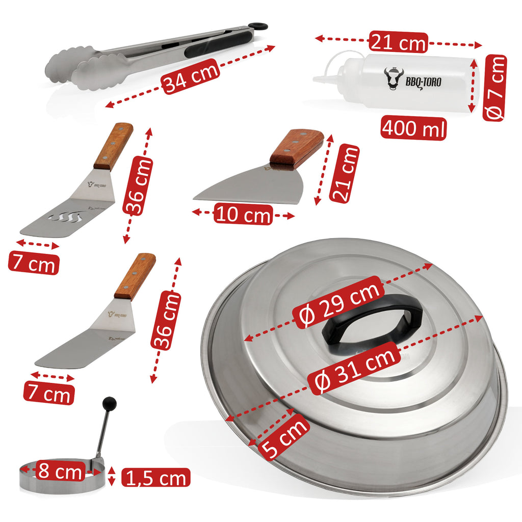 Plancha accessories, 9-piece, stainless steel