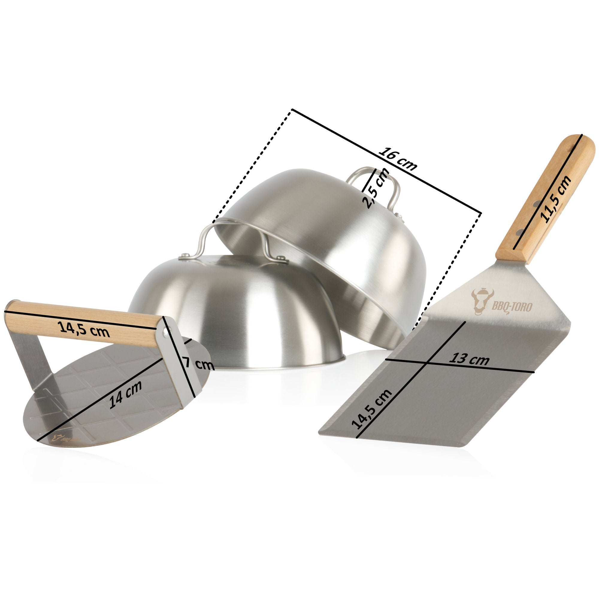 Smash Burger Set, 4-piece, including burger bells, smasher, spatula