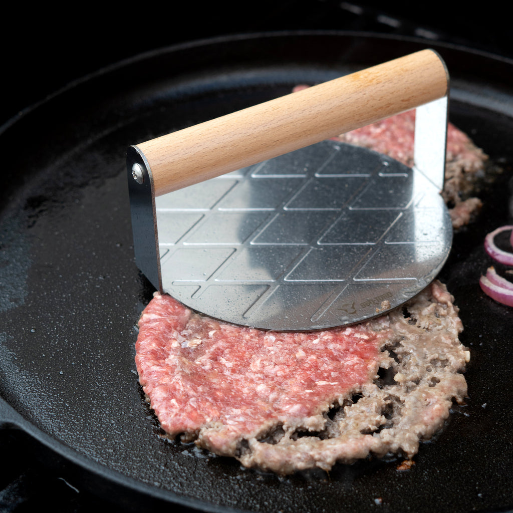 Smash Burger Set, 4-piece, including burger bells, smasher, spatula