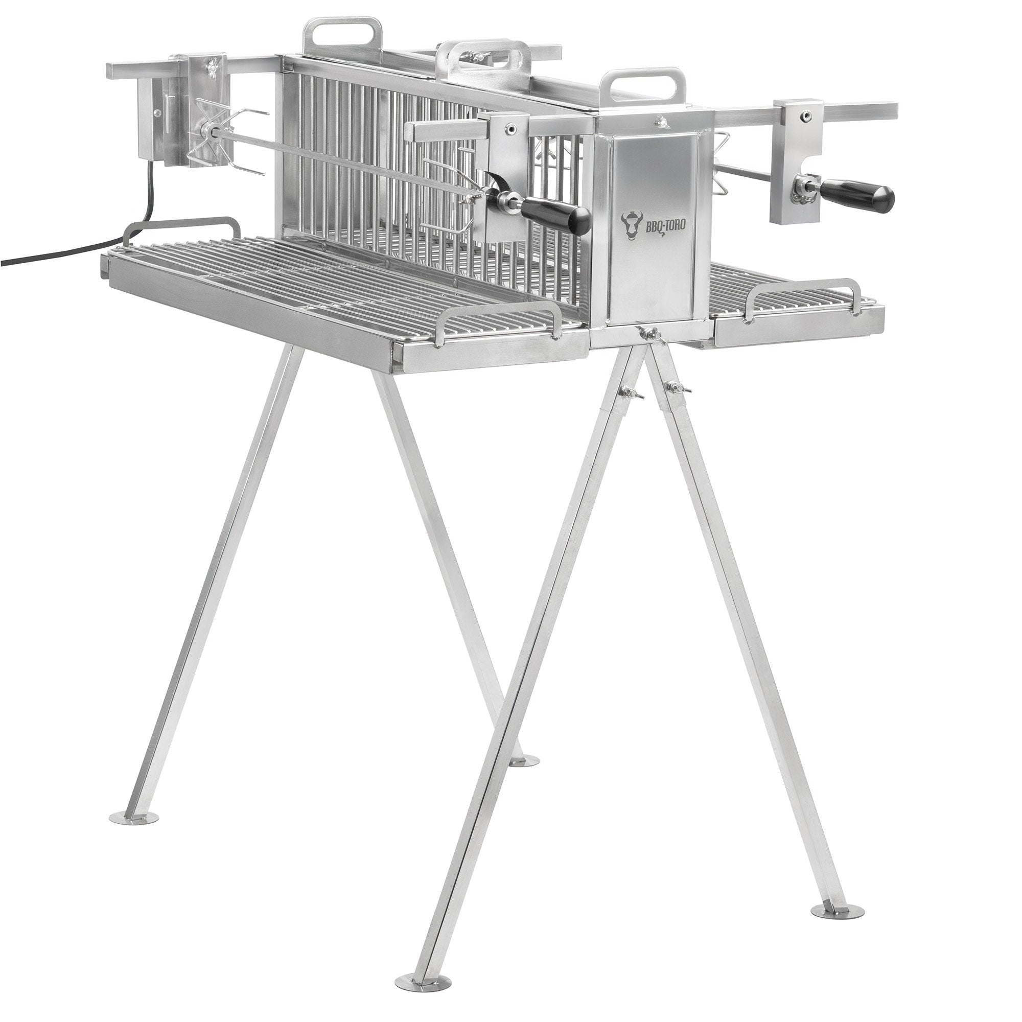 Double rotisserie grill, stainless steel, including motor and two rotisserie spits