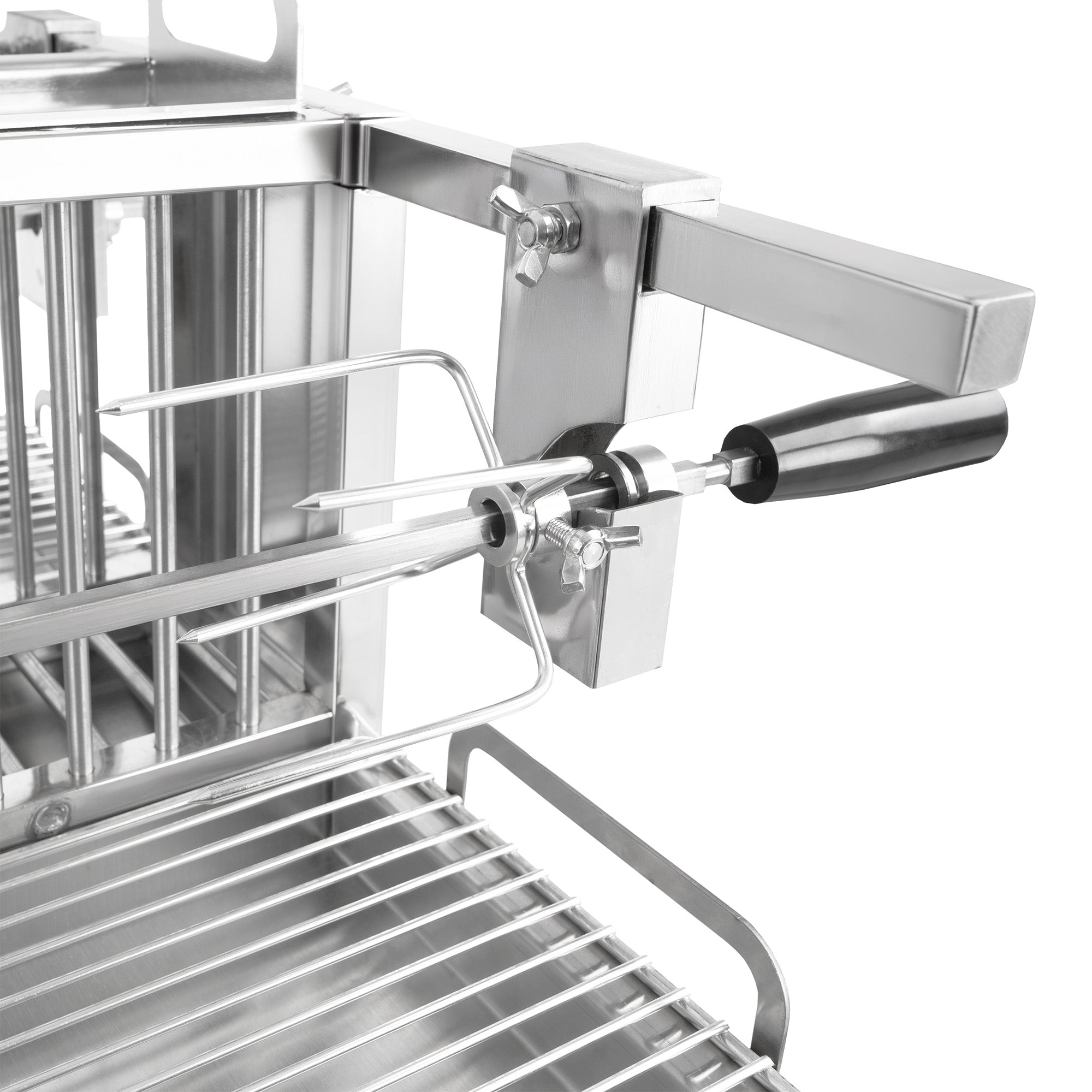 Double rotisserie grill, stainless steel, including motor and two rotisserie spits