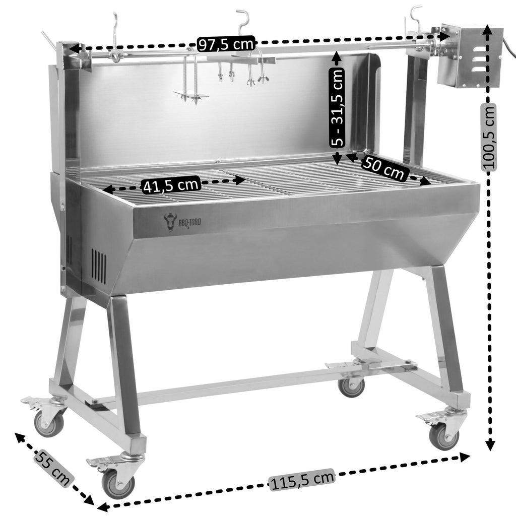 Suckling pig grill, up to 60 kg, mobile, stainless steel