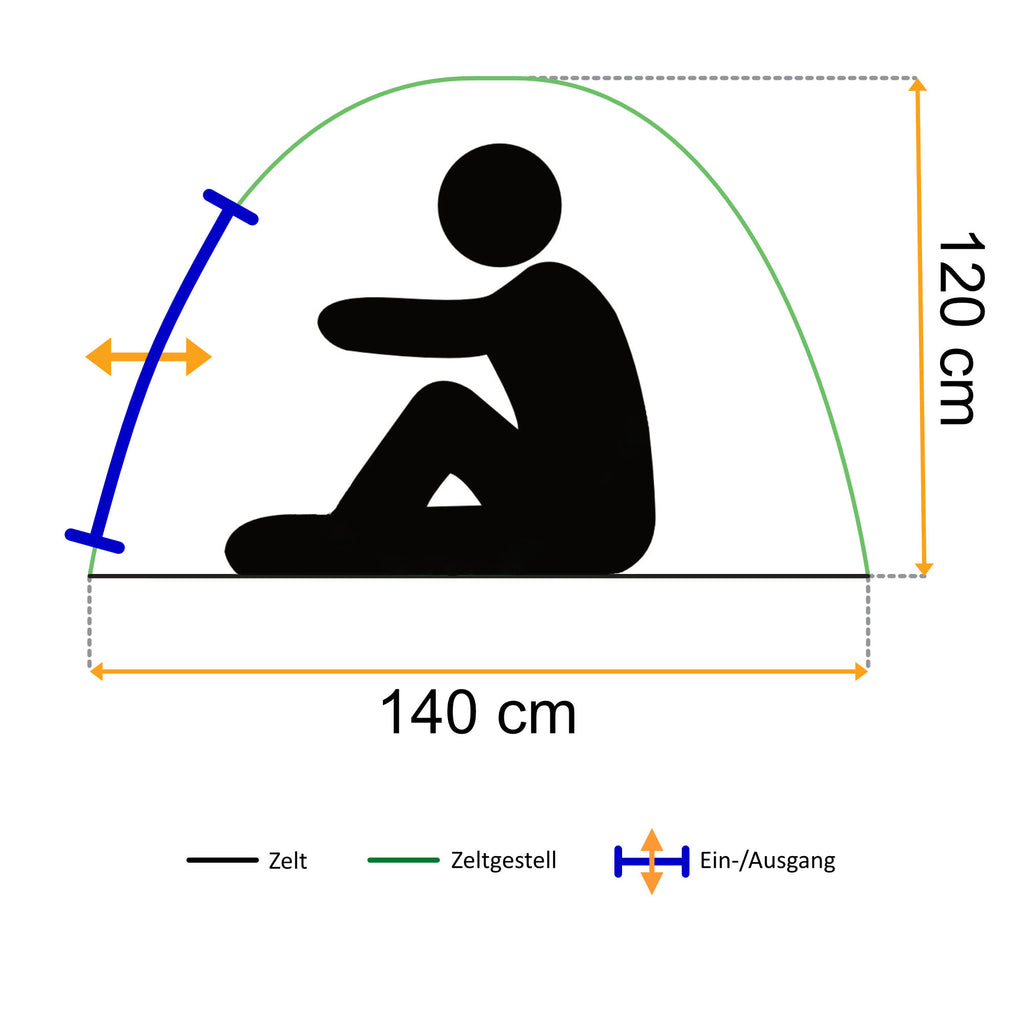 Beach shelter, orange/grey, UV50+, incl. carrying bag