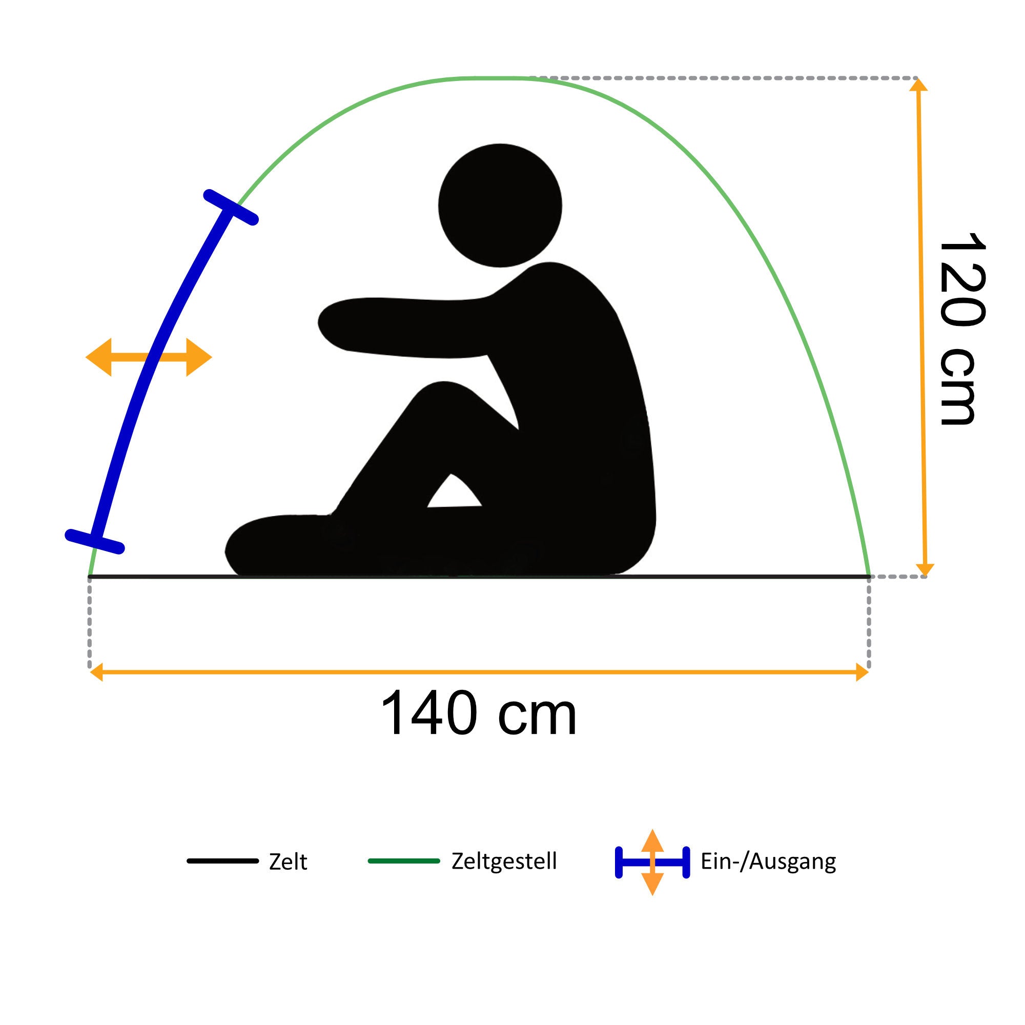 Beach shelter, orange/grey, UV50+, incl. carrying bag