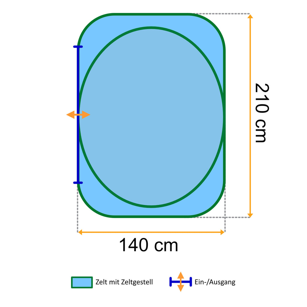 Beach shelter, orange/grey, UV50+, incl. carrying bag