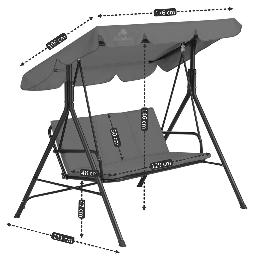 Hollywood swing, load capacity up to 250 kg, including sunshade.