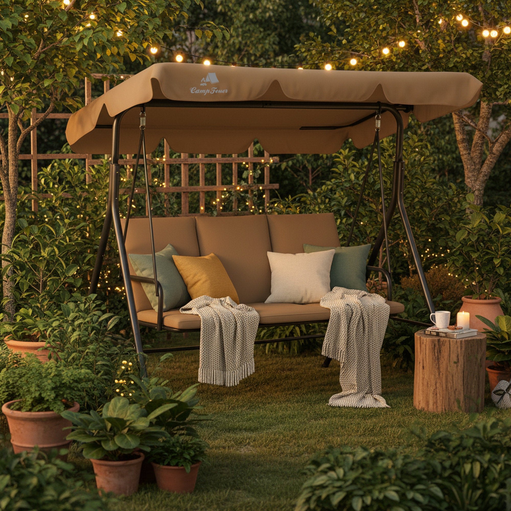 Hollywood swing, load capacity up to 250 kg, including sunshade.